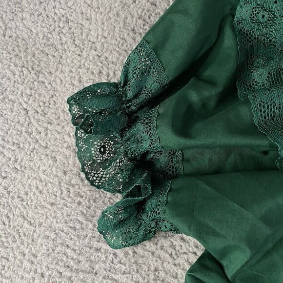 Vintage Square Up Dance Top Womens Small Green Lace Western Country Cottage USA - Picture 3 of 8